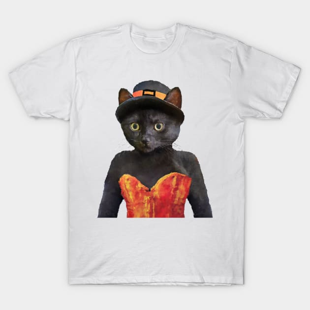 Witch Black Cat T-Shirt by DarkMaskedCats